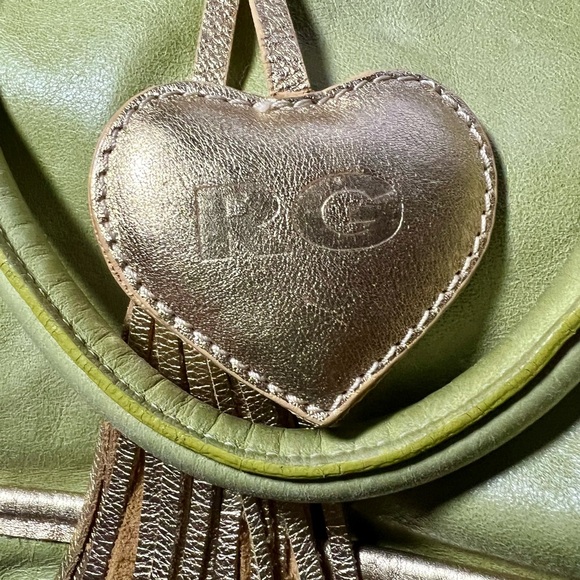 Italian Roberta Gandalfi Green/Gold Leather Handbag - Picture 7 of 8